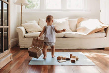 Load image into Gallery viewer, splash mat for kids - stylish leather floor mat by Matte + Moss in &#39;seabreeze&#39;